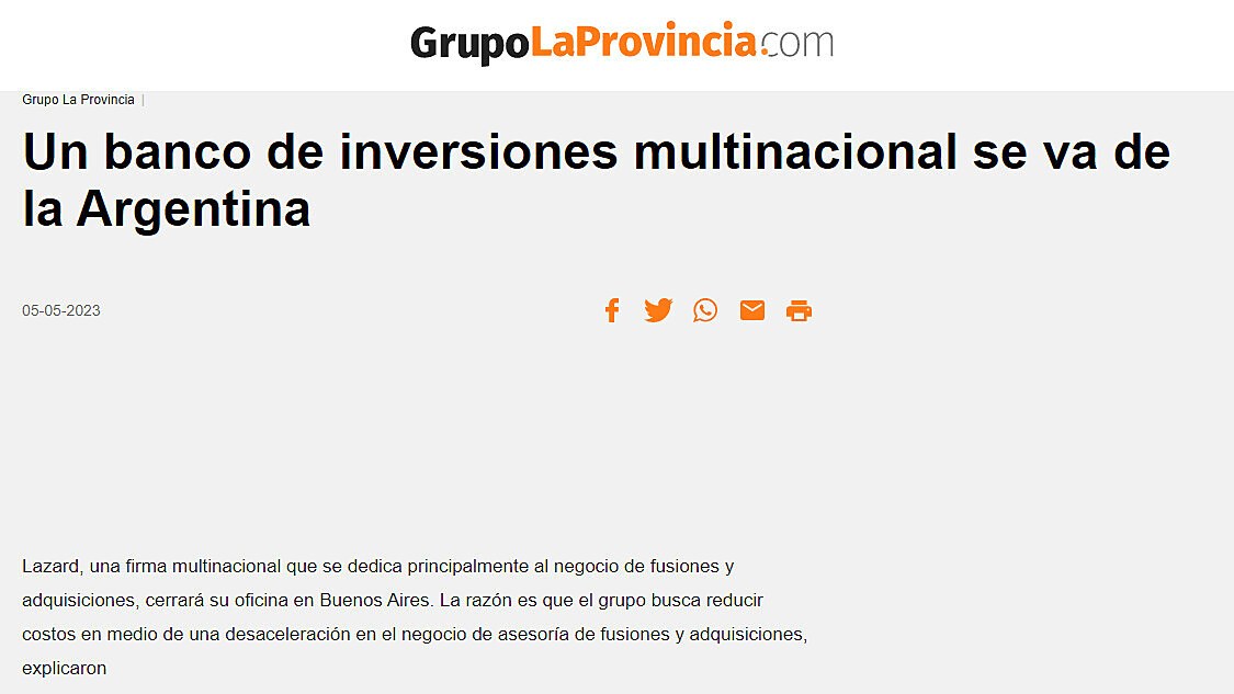 Un banco de inversiones multinacional se va de la Argentina